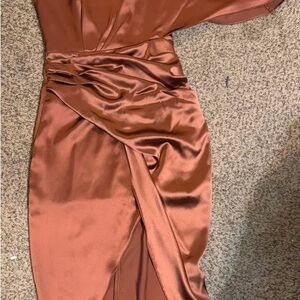 Elegant Satin Rust Dress